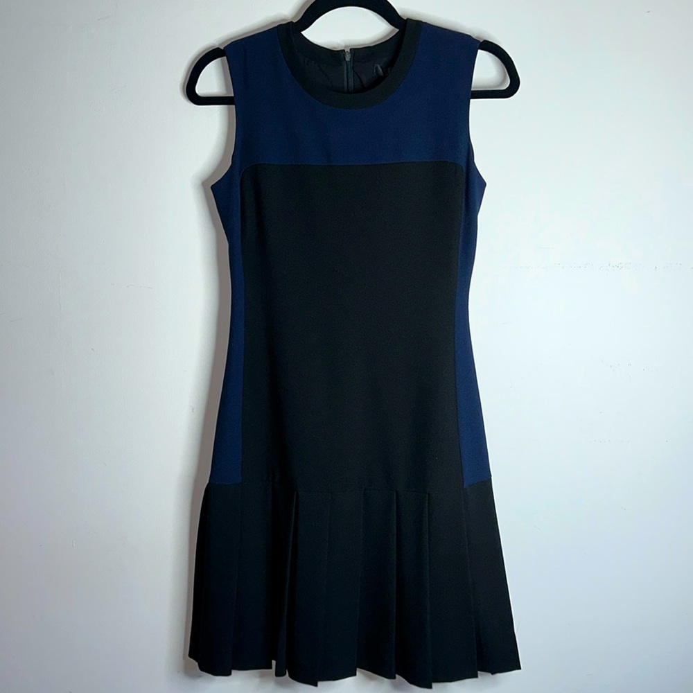 Aqua Pleated Drop Waist Dress